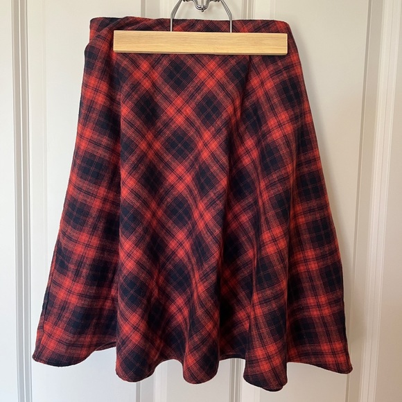 Loft Orange and Navy Plaid Mini Skirt - Picture 3 of 9